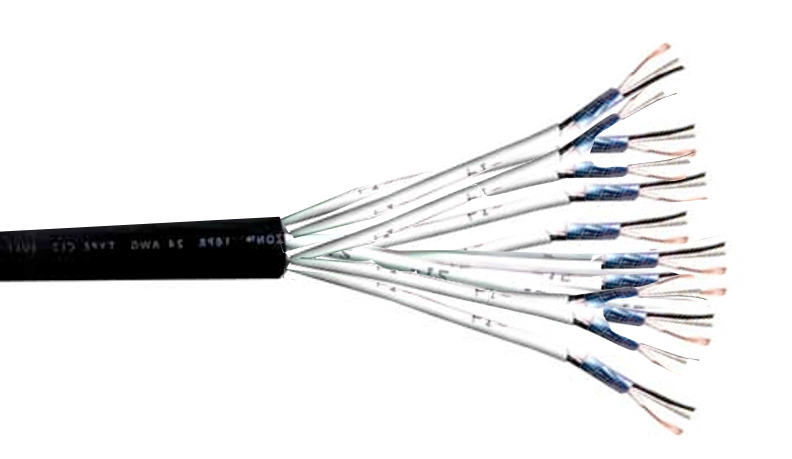 Cut and exposed leads of audio snake wire.