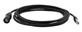 Cat5e cables ethercon to booted RJ45 connectors.