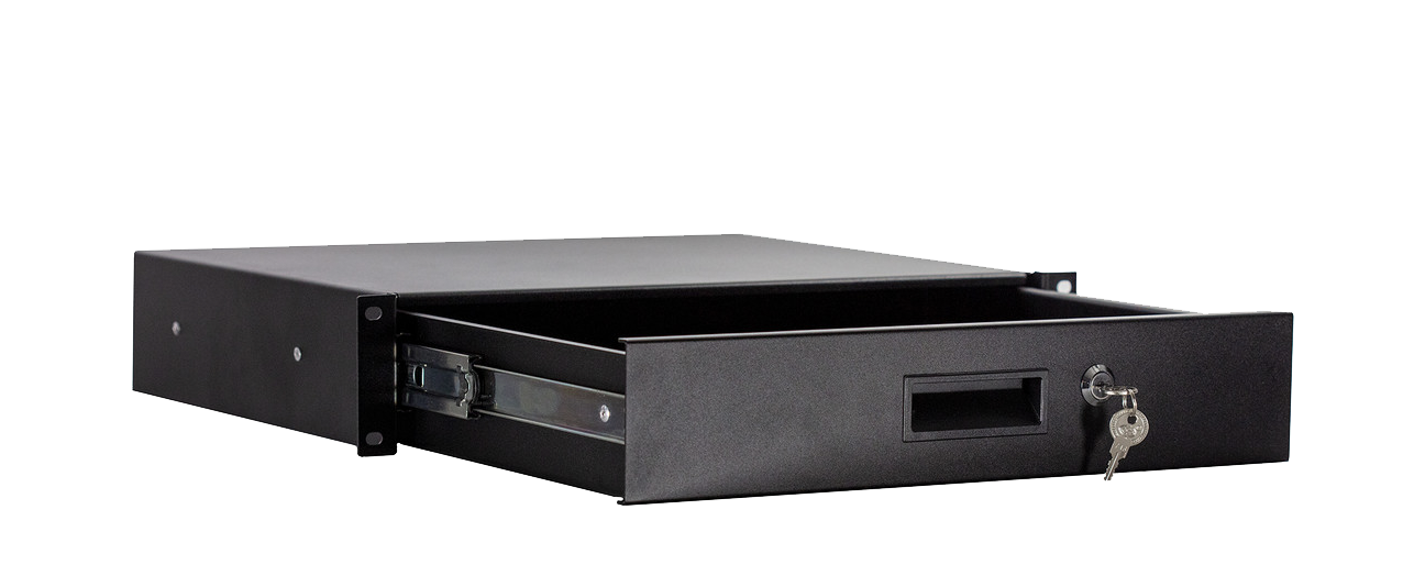 Double space rack mount sliding drawer.