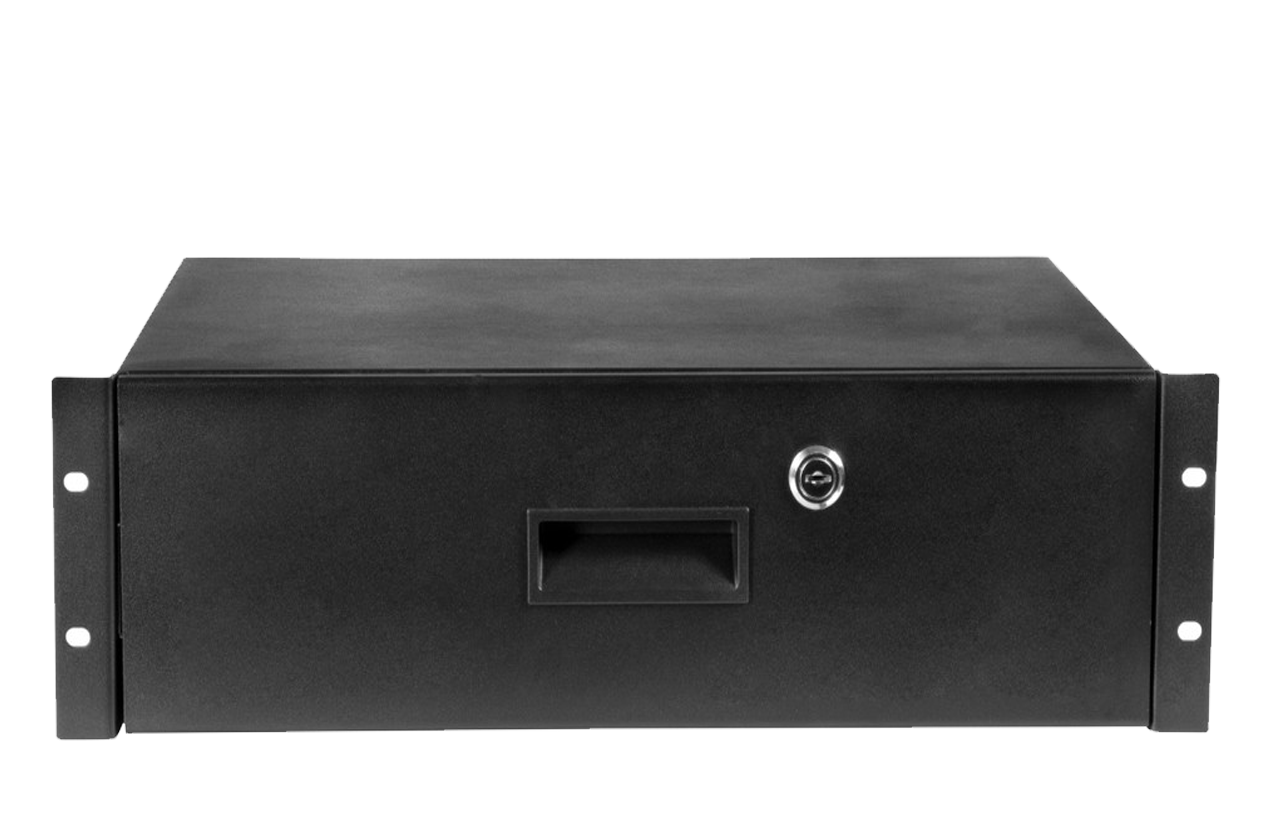 Triple space rack mount sliding drawer.