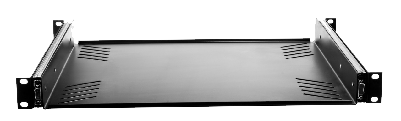 Sliding 1 space audio rack mount shelf.